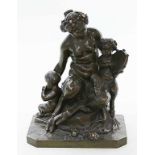 Clodion, Claude Michel (1738 Nancy - Paris 1814)Faunfamilie. Bronze mit dunkelgrüner Patina (teils