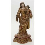 Unbekannter Künstler des Barock (18. Jh.)Gottesmutter mit Kind. Holz, vollplastisch geschnitzt,