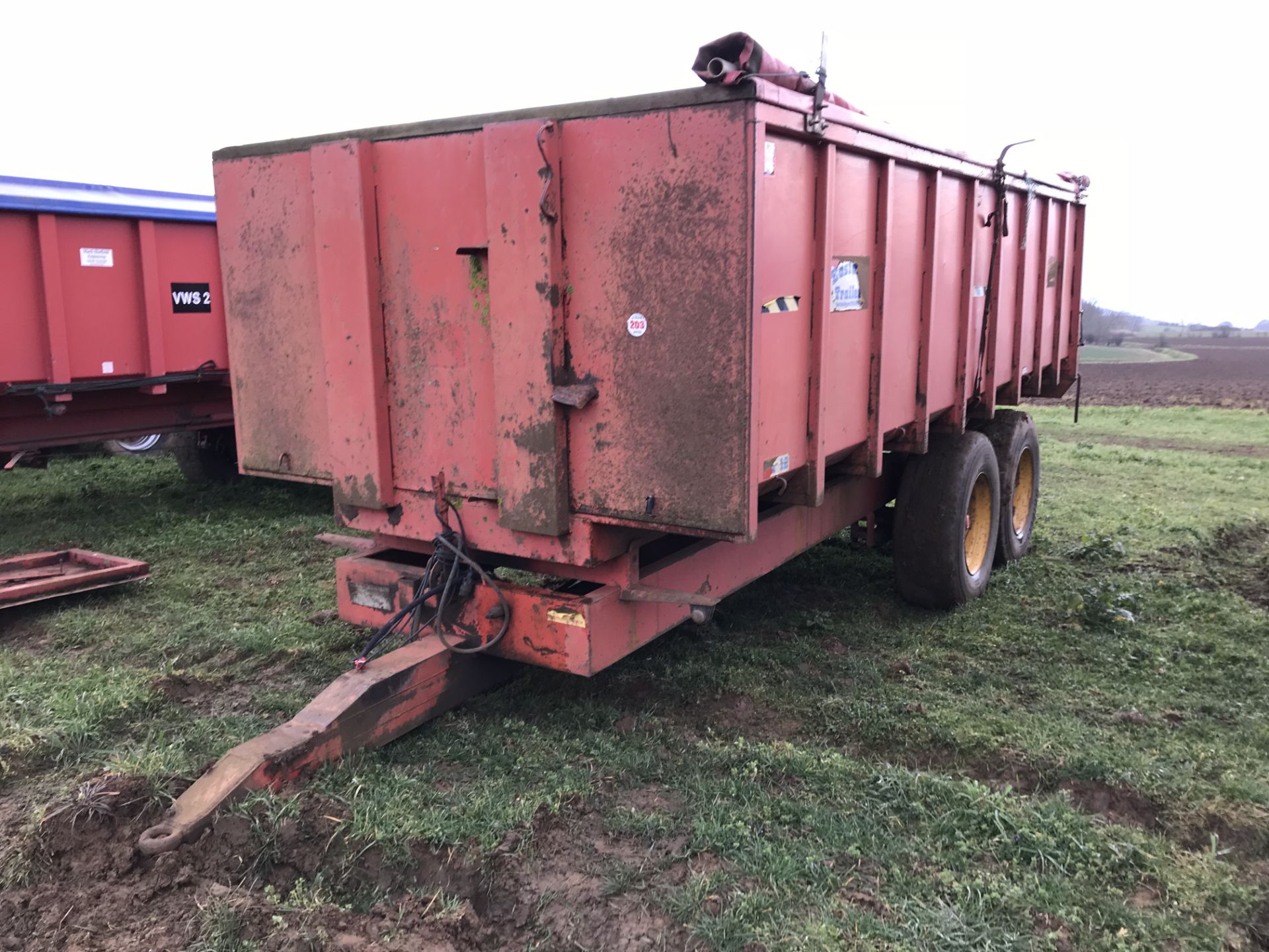Easterby 12 tones steel monocoque sprung tandem axle tipping Trailer c/w manual tailgate c/w grain