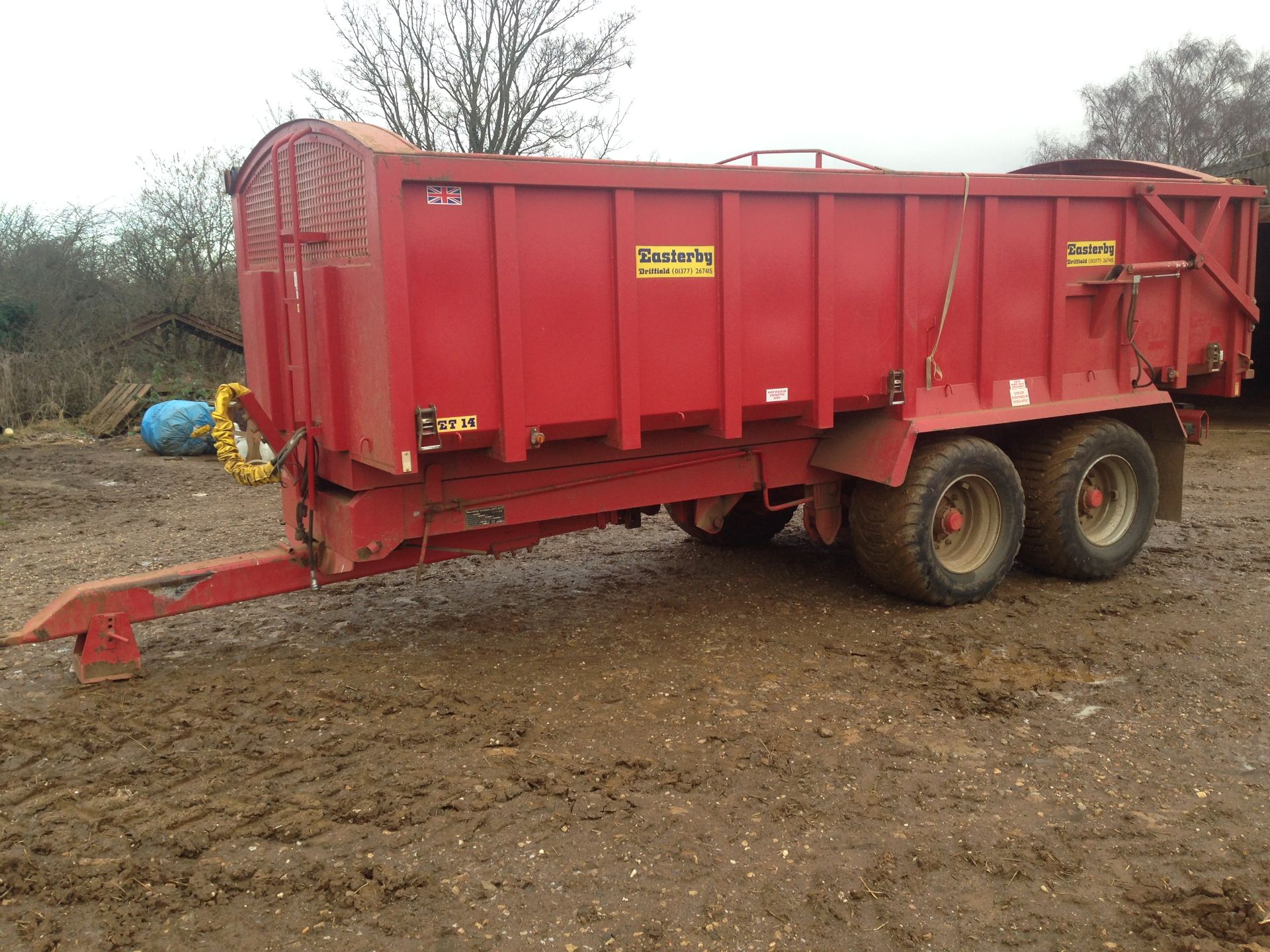 2012 Easterby ET 14 tonnes steel monocoque, sprung tandem axle tipping Trailer c/w sprung drawbar, - Image 3 of 3