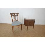 An elmwood chair, Dutch, approx. 1800 and an oak halfmoon table Iepen korenaarstoeltje, Holland,