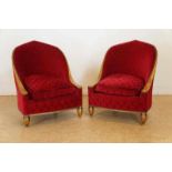 Pair of walnut armchairs with remains of gilding