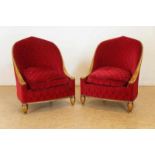 Pair of walnut armchairs with remains of gilding