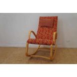 Beuken schommelstoel, Finland jaren 60 Beech rocking chair, Finland 60's