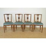 Serie van 4 Louis XVI stoelen met medaillon in rugleuning, 18e eeuw. a set of 4 Louis XVI chair,