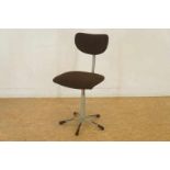 DE WIT Schiedam, design bureaustoel bekleed met bruine stof, gemerkt DE WIT Schiedam, design desk