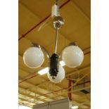 3-lichts Art Deco hanglamp met melkglazen kappen 3-lights Art Deco ceiling lamp