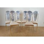 Serie van 6 design stoelen met aluminium leuning, Italie a set of 6 design chair, Italy