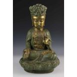 China, deels celadon Boeddha, met verguld gezicht h. 46 cm [1]