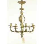 Verguld bronzen kaarsenkroon met acht armen, met bladmotieven h. 82 cm. [1]