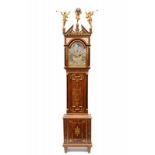 Amsterdams staand horloge, ca. 1800, met verguld messing wijzerplaat en vertinde cijferring, met