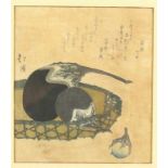 Japan, houtsnede door Totoya Hokkei (1780-1850) Surimono 19 x 16,7 cm. [1]