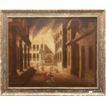 Europese school, 17e/18e eeuw Aeneas ontvlucht het brandende Troje met zijn vader Anchises op zijn