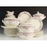 Wedgwood, crème aardewerk dinerservies, 19e eeuw, met roze decor van rocailles 'Grass Edge',