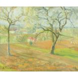 Gesigneerd C. Pissaro Frans landschap doek, 28 x 35 cm. [1]