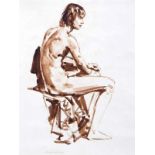 Sierk Schröder (1903-2002) Studie van een zittend mannelijk naakt inkttekening, gesign. m.o., 50 x