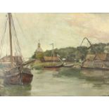 Elisabeth Hovy (1873-1957) Scheepswerf te Enkhuizen board, gesign. r.o., 42 x 54 cm. [1]