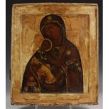 Rusland, ikoon, 19e eeuw, Moeder Gods met Christuskind op rechter arm, op wit fond 32 x 28 cm. [1]