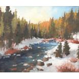 Andy Shaff (20e eeuw) Winters riviertje / Berglandschap met riviertje doek, gesign. l.o., 50 x 60
