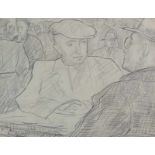 Gesigneerd Leo Gestel Figuren op een terras tekening, 22 x 30 cm. [1]