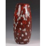 Murano, Vittorio Ferro, rood 'murrine' glazen vaas h. 30 cm. [1]