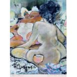 Guy Olivier (geb. 1964) 'Jeux de Dames' inkt, pastel en gouache, gesign. r.o., 1995, 60 x 45 cm. [1]