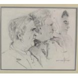 Jan den Hengst (1904-1982) Studietekening van drie personen tekening, gesign. r.o., 20 x 23 cm. [1]