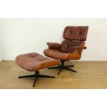 Naar Charles & Ray Eames, Eames Lounge Chair, Model No. 670 en Ottoman Model No. 671, vervaardigd