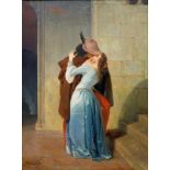 Giuseppe Giobbio (1860-1916) naar Francesco Hayez 'The kiss' doek, gesign. l.o., 100 x 75 cm. [1]