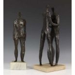 Johan Freie (20e eeuw), drie bronzen sculpturen; Figuur / Twee figuren / Figuur te paard. Allen