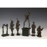 Zes bronzen sculpturen, 20e eeuw, w.o. Jits Bakker, saxofonist [6]