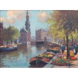 H. Endlich (pseudoniem Jan Knikker) De bloemenmarkt te Amsterdam doek, gesign. l.o., 40 cm. [1]