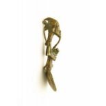 Ivory Coast, Baule, brass ceremonial spoon the handle in the form of a figure with elaborate