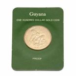 Guyana, one hunderd dollar, gouden munt bij Franklin Mint [2]