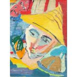 Judith Sobel (1924-2012) Man met strohoed doek, gesign. r.o., 50 x 38 cm. [1]