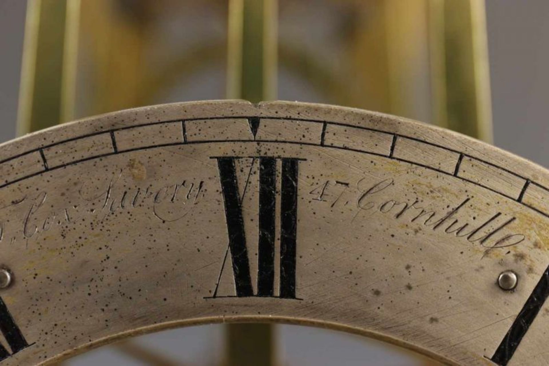 Engeland, messing ´skeleton´ klok, 1e helft 19e eeuw. Adres: J. Cox Savory, London. Onder (niet - Image 6 of 6