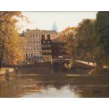 Leendert van der Vlist (1894-1962)Gezicht op de Herengracht bij de Leidsegracht. De koepel die boven