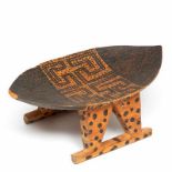 Surinam, Sulaema-Trio Indian, stool,oval shaped with rectangular design in black and underneath an