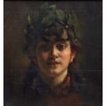 Arthur Briët (1867-1939)Meisje met lauwerkrans doek, gesign. l.o., '89, 40 x 37 cm. [1]