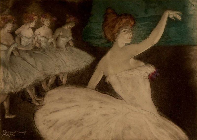 Richard Ranft (1862-1931)Ballerina's kleurenets en gouache, gesign. l.o., No. 32/50, 30 x 43 cm. [1]
