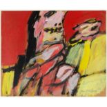 Jan Sierhuis (geb. 1928)Compositie met figuur gouache, gesign. r.o., '66, 22 x 52 cm. Herkomst: