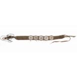 Timor, Belu, head band, pilu bokaf,woven band with five embossed silver disks 72 x 5,5 cm. [1]