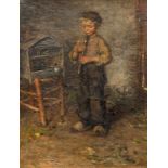 Jan Zoetelief Tromp (1872-1947)Fluitspelend jongetje bij een vogelkooi doek, gesign. r.o., 48 x 36