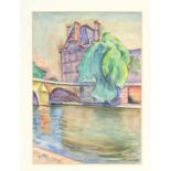 Matthieu Wiegman (1886-1971)'Paris, Louvre' aquarel, gesign. r.o., 36 x 26 cm. [1]