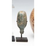 Mexico, Olmec, jade perforator handle, ca. 900-600 BC.,in the form of a human head. Ex lot 7,