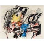 Jan Sierhuis (geb. 1928)Compositie met figuur inkt en pastel op papier, gesign., r.o., '67, 50 x