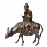 China, wierrookvat, Qing dynastie, 19e eeuw;in vorm van bronzen beeldengroep van wijze op ezel