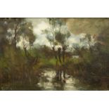 Théophile de Bock (1851-1904)Bomen bij een meertje doek, gesign. l.o., 35 x 53 cm. [1]