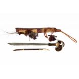 Borneo, Dayak, Mahakam River, sword, mandau,with finely carved bone handle, the blade with mata