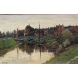 Nicolaas Bastert (1854-1939)Gezicht op Hattem maroufle, gesign. l.o., 35 x 56 cm. [1]